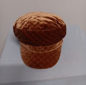 Women's Quilted Velvet Cap in Brown